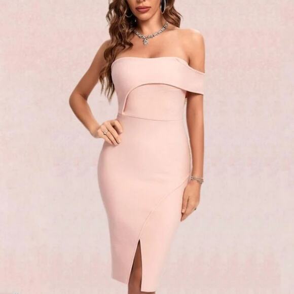 Bodycon Collection Kyra Bandage Dress in Dusty Pink Size M - Picture 1 of 12